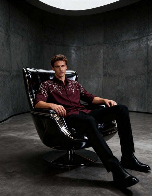 Stormline – (Maroon)Handcrafted Embroidered Shirt