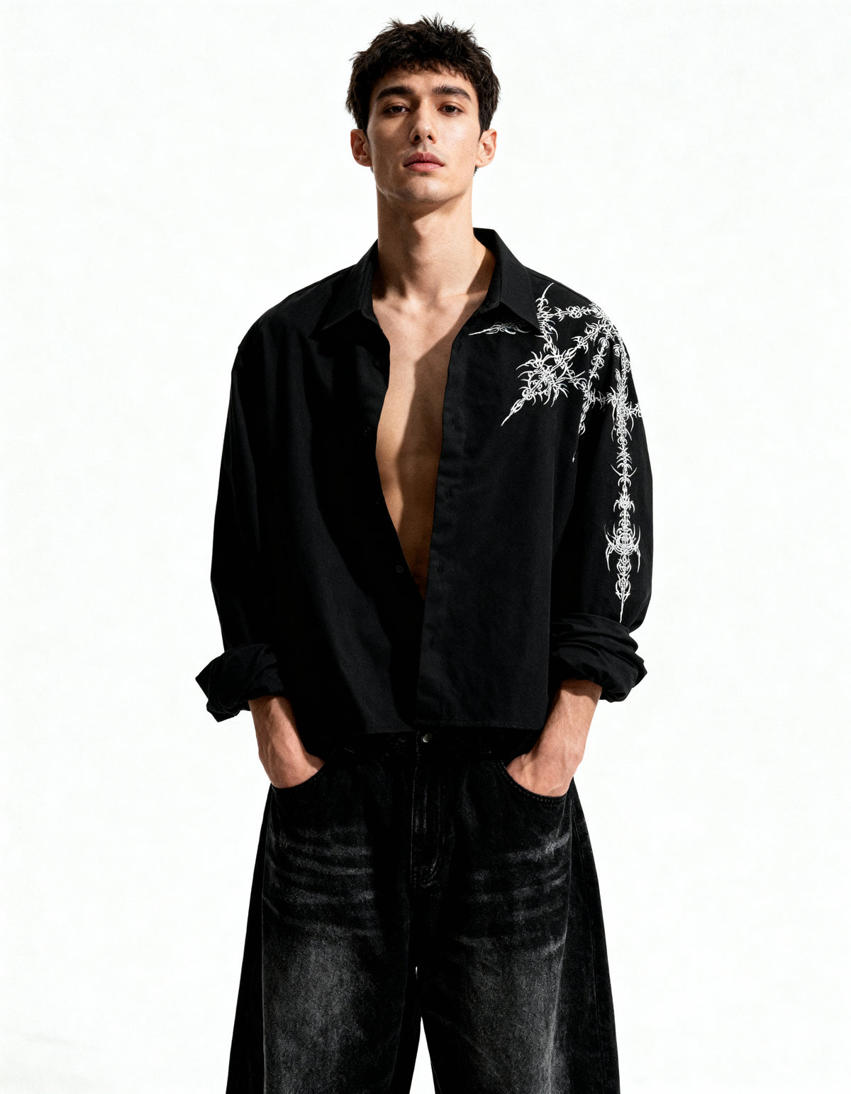 Crusher Embroidered Shirt - Black