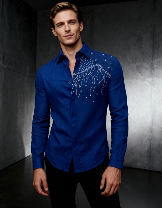 Circuitry — Handcrafted Embroidered Tech-Art Shirt
