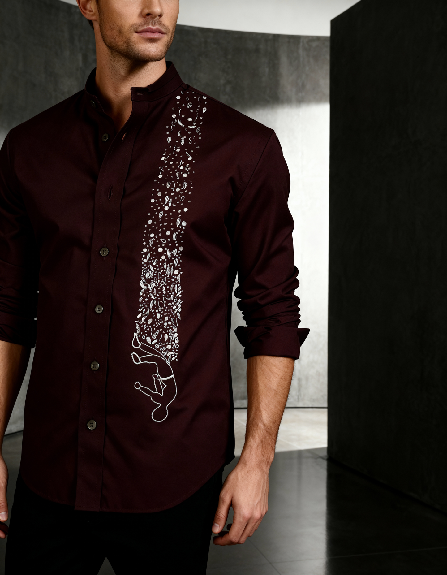 Ethereal Flow – Handcrafted Embroidered Shirt