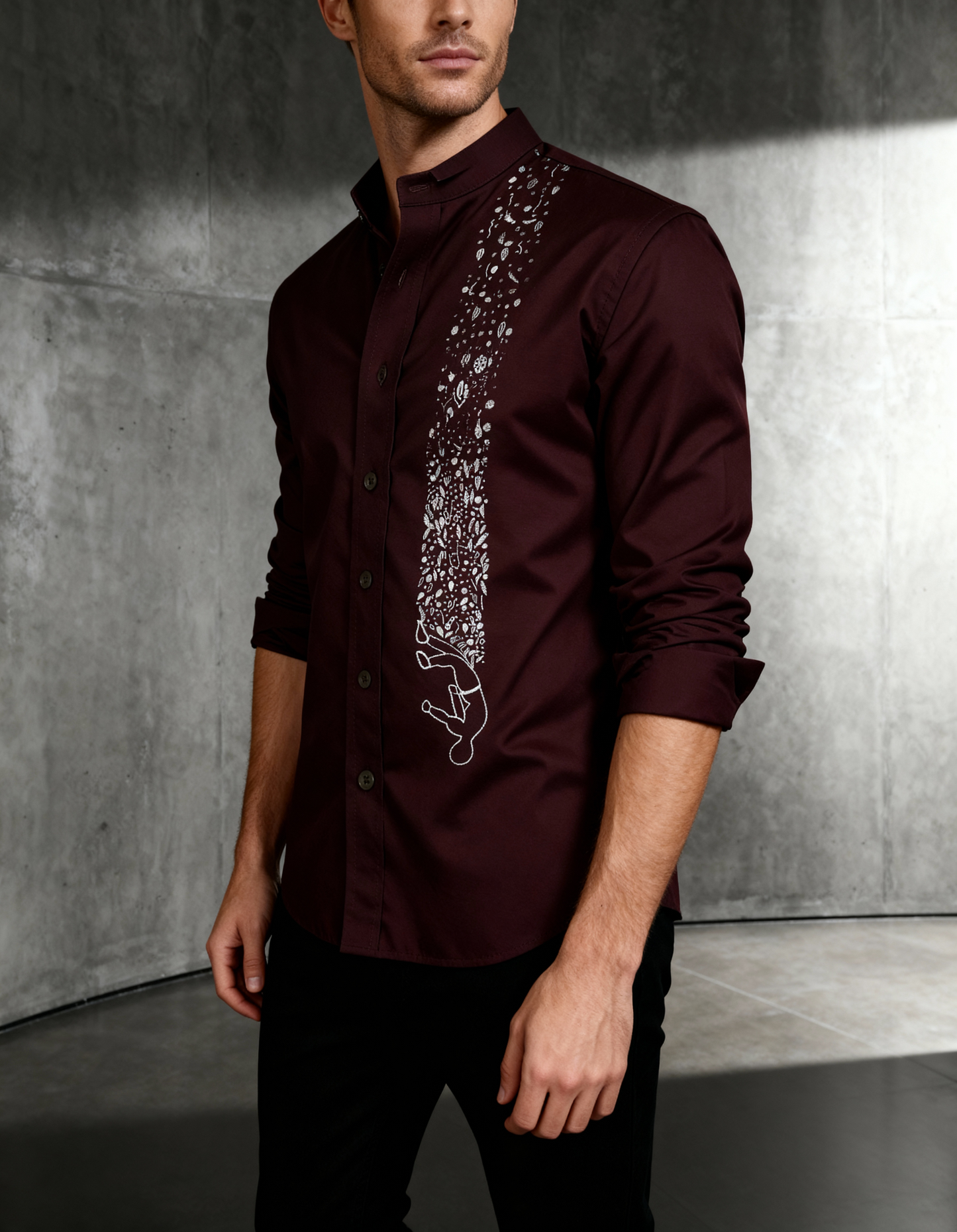 Ethereal Flow – Handcrafted Embroidered Shirt