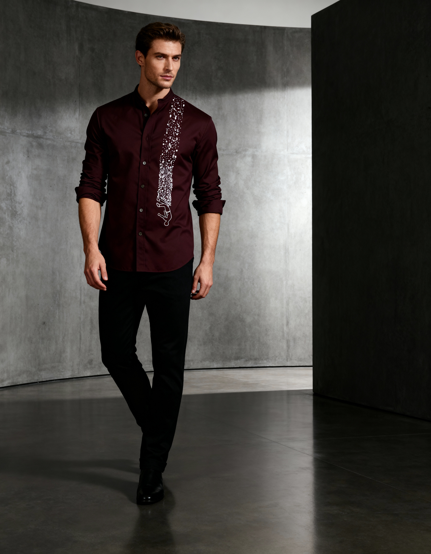 Ethereal Flow – Handcrafted Embroidered Shirt