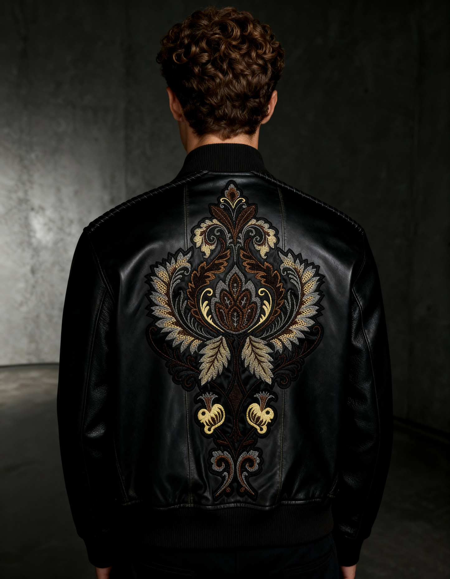 Throneborne –Handcrafted Embroidered Leather Bomber Jacket
