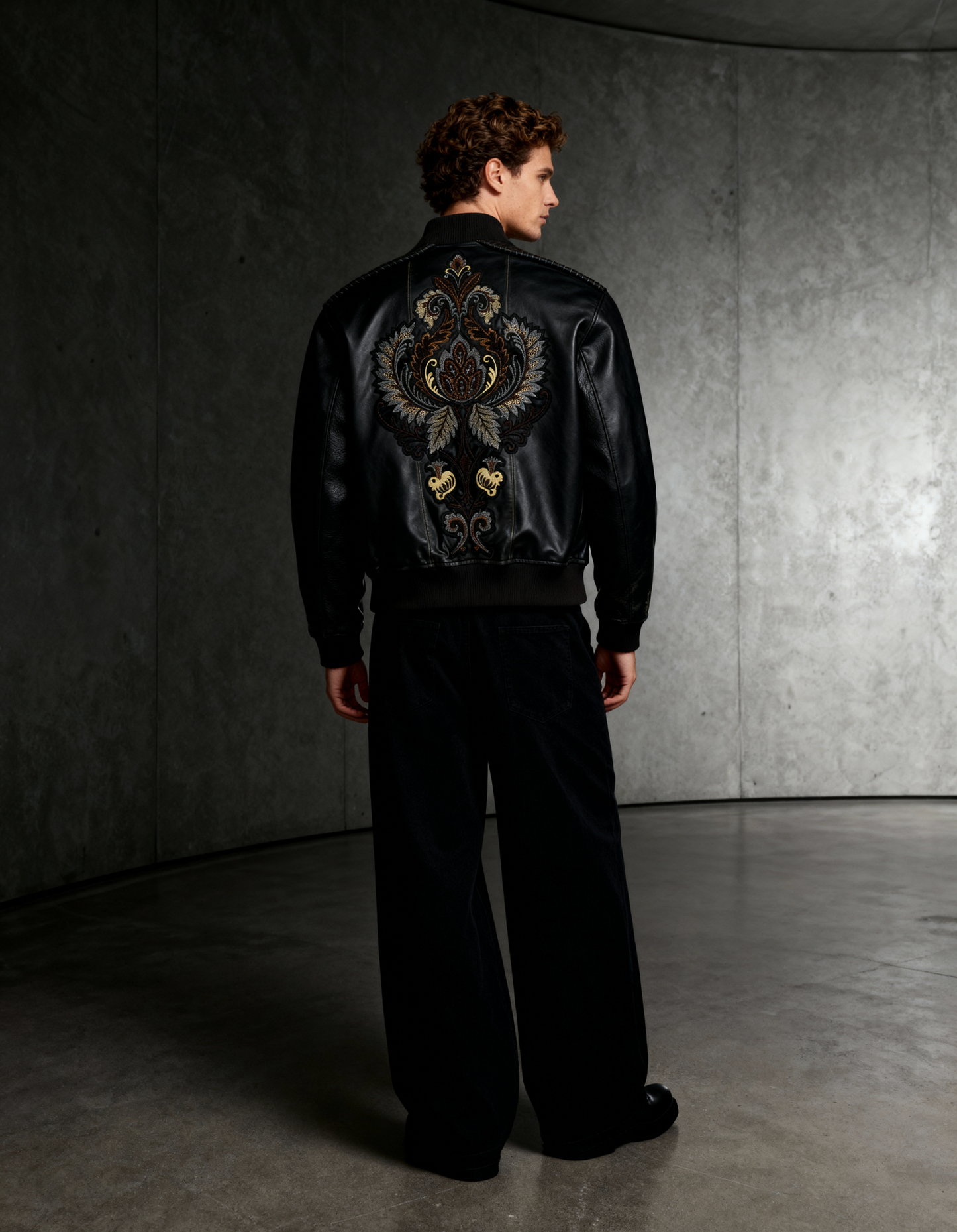 Throneborne –Handcrafted Embroidered Leather Bomber Jacket