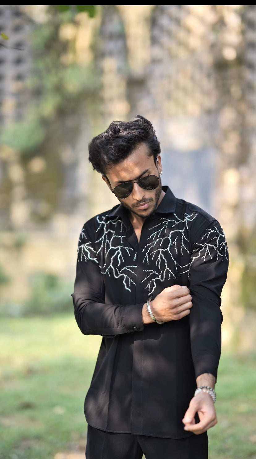 Stormline – Handcrafted Embroidered Shirt (Black)