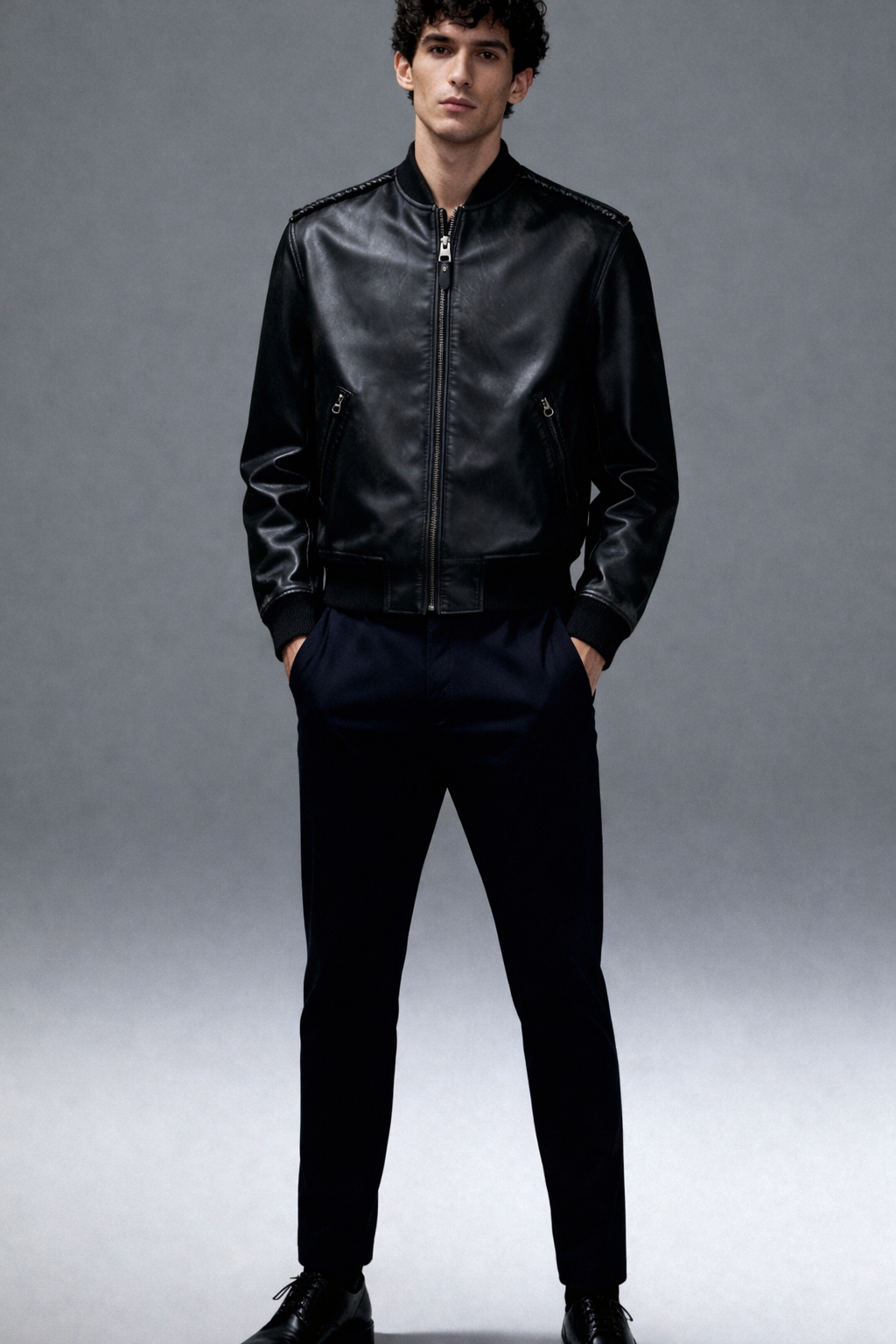 Throneborne Embroidered Leather Bomber Jacket