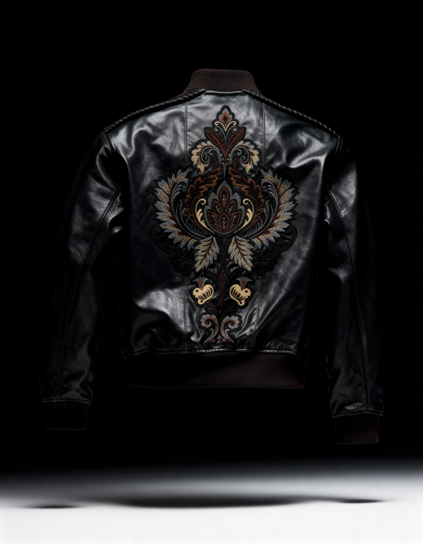 Throneborne –Handcrafted Embroidered Leather Bomber Jacket