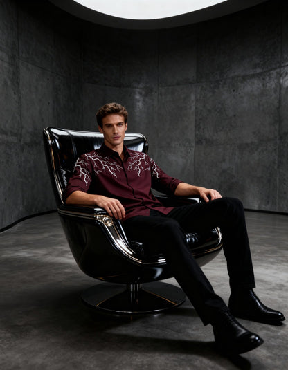 Stormline – (Maroon)Handcrafted Embroidered Shirt