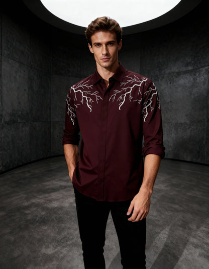 Stormline – (Maroon)Handcrafted Embroidered Shirt