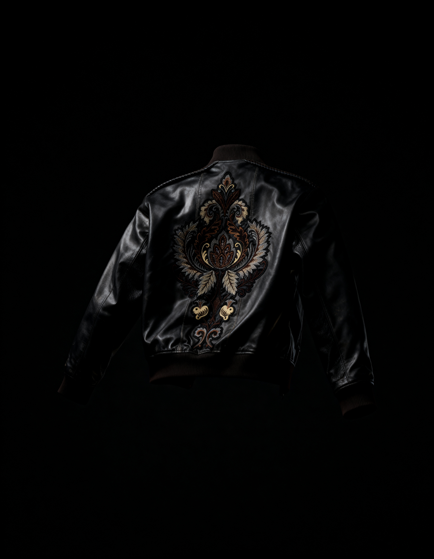 Throneborne –Handcrafted Embroidered Leather Bomber Jacket