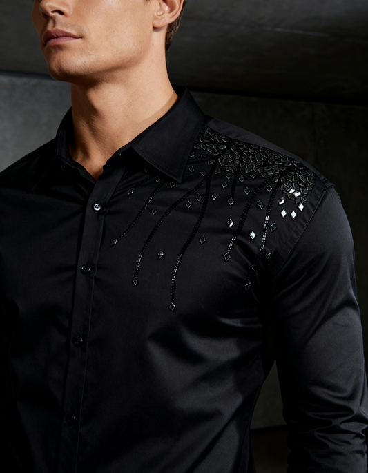 Black Inferno – Hand Embellished Shirt
