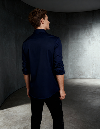 Nocturne Circuit — Handcrafted Embroidered Tech-Art Shirt