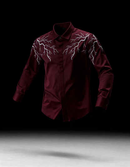 Stormline – (Maroon)Handcrafted Embroidered Shirt