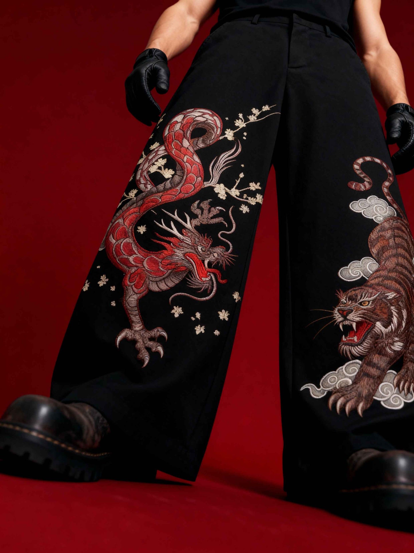 Midnight Drakon Embroidered Trousers