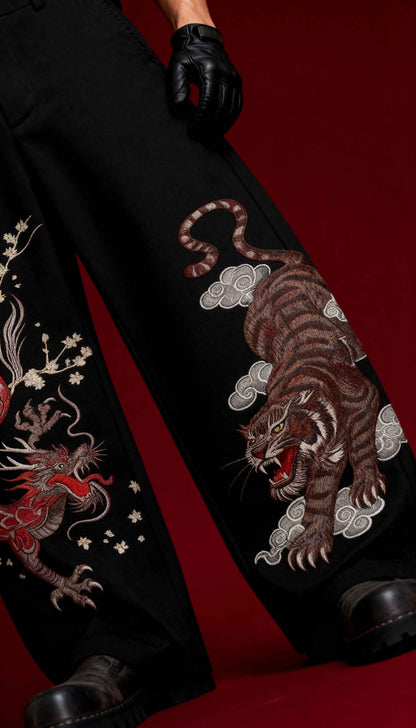 Midnight Drakon Embroidered Trousers Pre-Order · Dispatch within 10 days from order date
