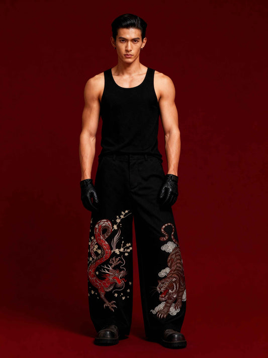 Midnight Drakon Embroidered Trousers