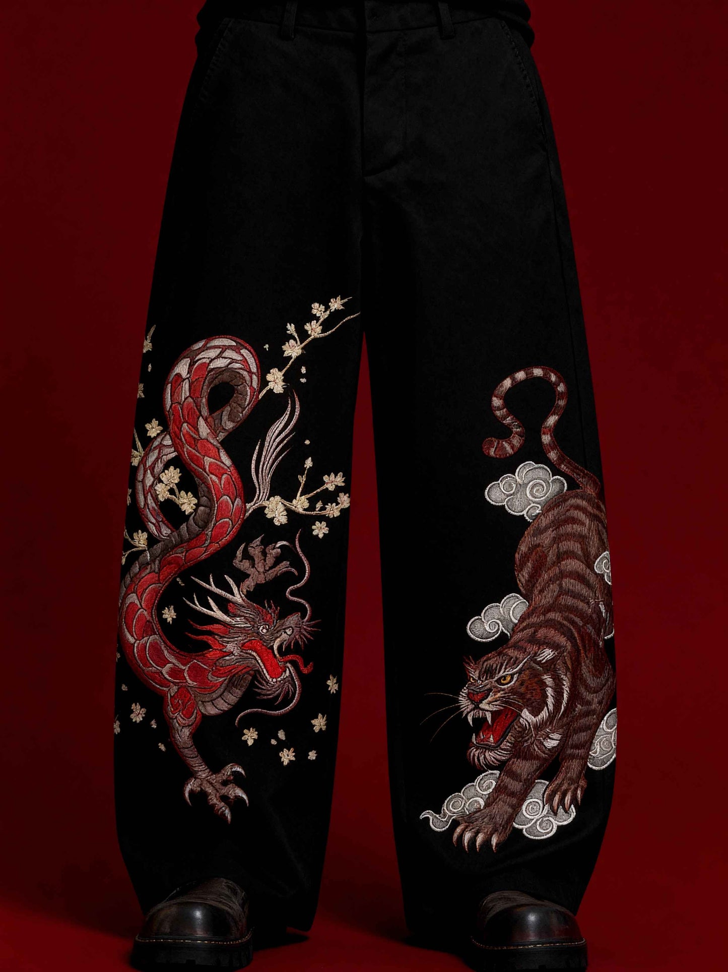 Midnight Drakon Embroidered Trousers