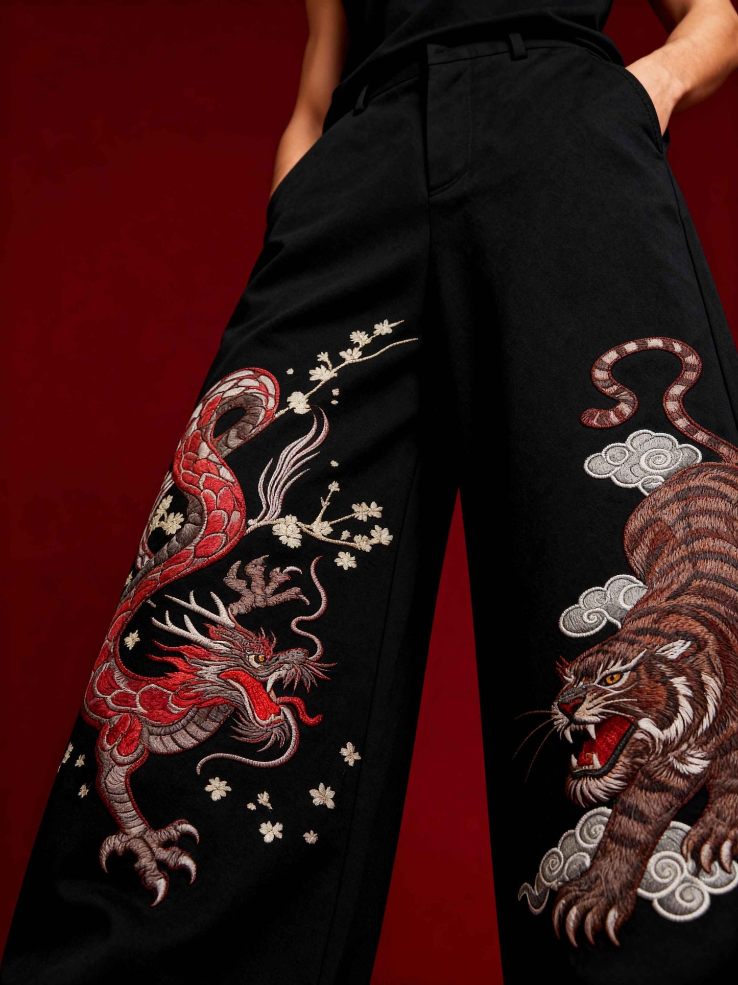 Midnight Drakon Embroidered Trousers