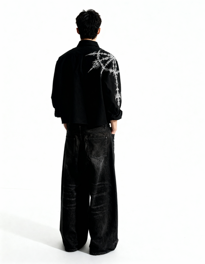 Crusher Embroidered Shirt - Black