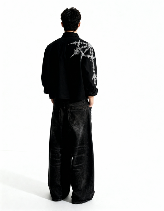 Crusher Embroidered Shirt - Black