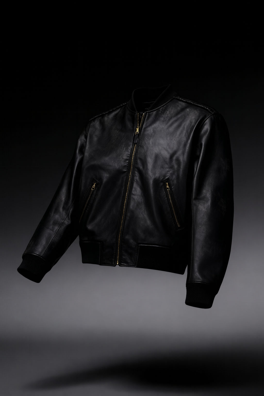 Throneborne Embroidered Leather Bomber Jacket